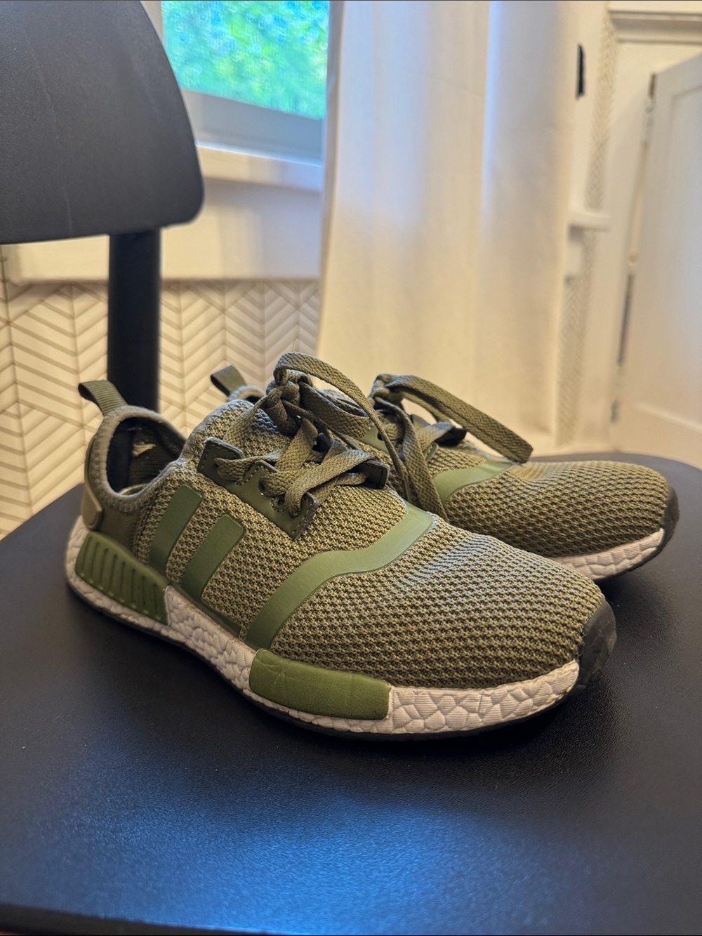 Olive Green Mesh Sneakers